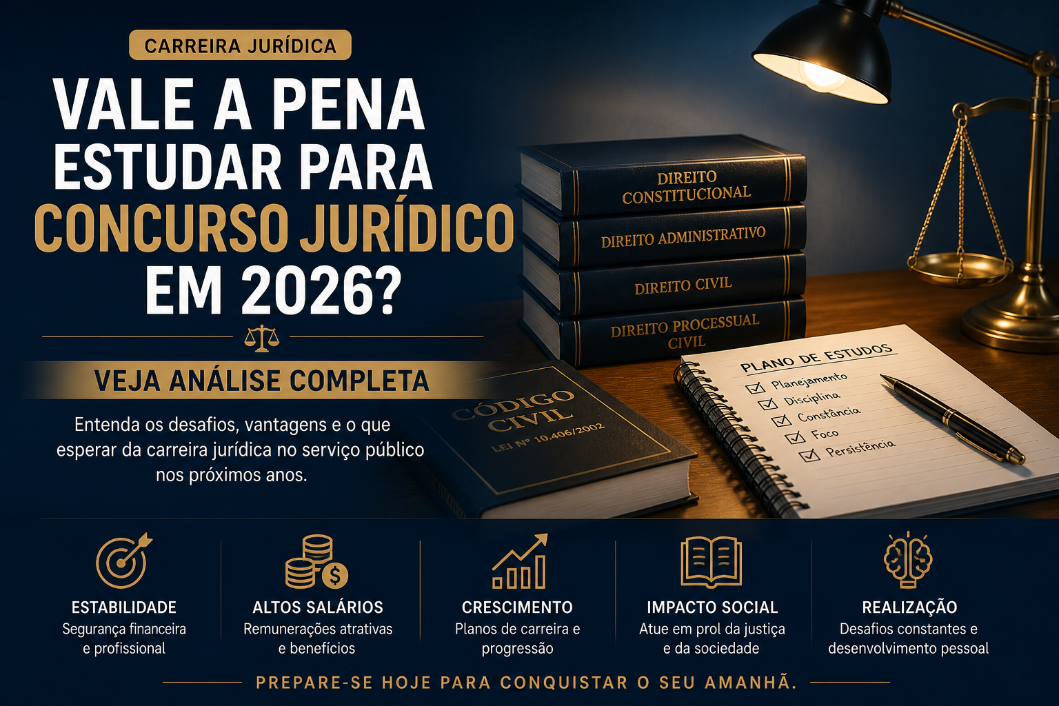 Vale a pena estudar para concurso jurídico em 2026? Veja análise completa